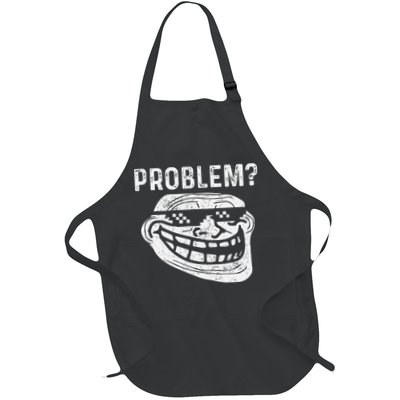 Troll Face Meme Problem Funny Full-Length Apron With Pockets