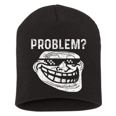 Troll Face Meme Problem Funny Short Acrylic Beanie