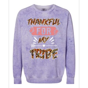 Thankful For My Tribe Teachers Family Matching Gift Colorblast Crewneck Sweatshirt