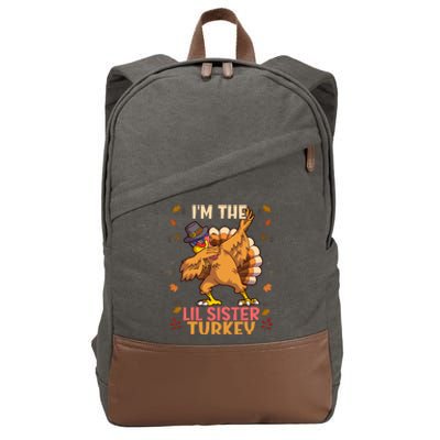 Thanksgiving Family Matching IM The Lil Sister Turkey Funny Cotton Canvas Backpack