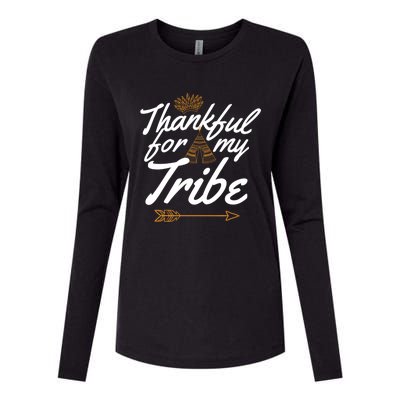 Thankful For My Tribe Thanksgiving Funny Gift For Family Gift Womens Cotton Relaxed Long Sleeve T-Shirt