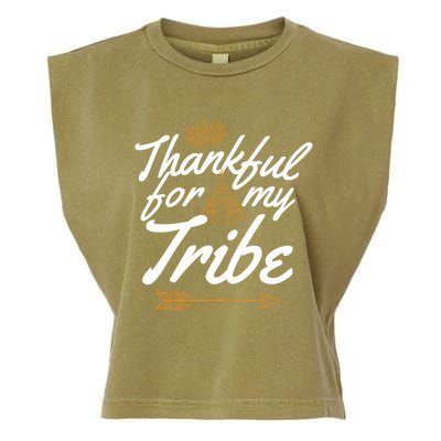 Thankful For My Tribe Thanksgiving Funny Gift For Family Gift Garment-Dyed Women's Muscle Tee