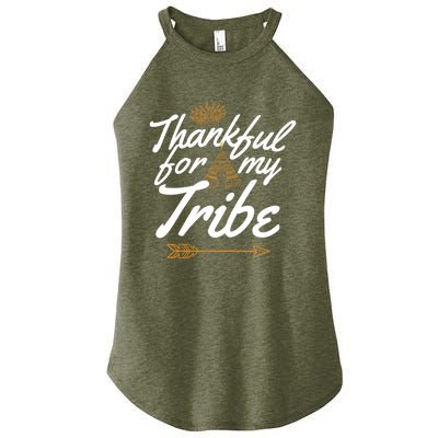 Thankful For My Tribe Thanksgiving Funny Gift For Family Gift Women’s Perfect Tri Rocker Tank