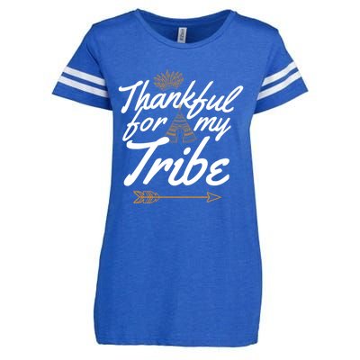 Thankful For My Tribe Thanksgiving Funny Gift For Family Gift Enza Ladies Jersey Football T-Shirt