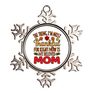 Thankful For My Beloved Mom Happy Thanksgiving Graphic Gift Metallic Star Ornament