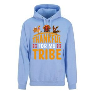 Thankful For My Tribe Thanksgiving Turkey Day Family Lover Gift Unisex Surf Hoodie