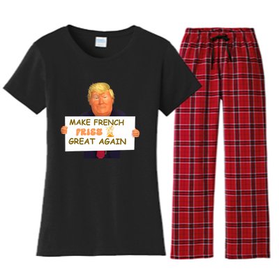 Trump Funny Make French Fries Great Again 2024Trump Vance Women's Flannel Pajama Set