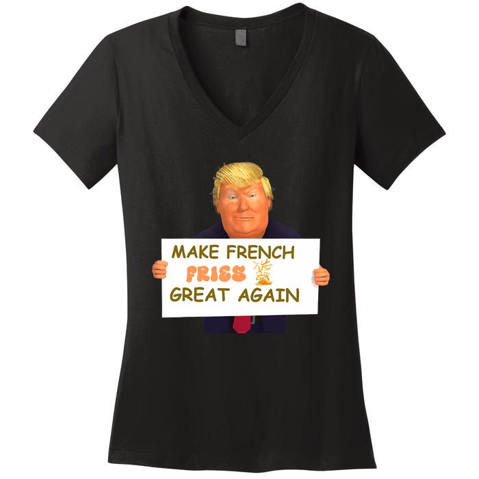 Trump Funny Make French Fries Great Again 2024Trump Vance Women's V-Neck T-Shirt