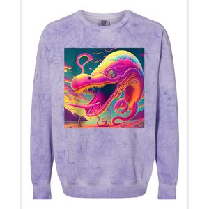 Trippy Fish Monster Colorblast Crewneck Sweatshirt