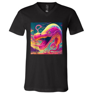 Trippy Fish Monster V-Neck T-Shirt