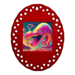 Trippy Fish Monster Ceramic Oval Ornament