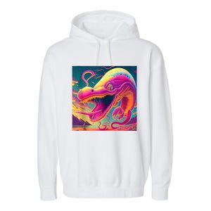 Trippy Fish Monster Garment-Dyed Fleece Hoodie