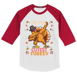 Thanksgiving Family Matching I'm The Cutest Turkey Funny Kids Colorblock Raglan Jersey