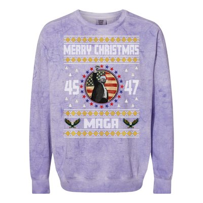 Trump Fight Maga Ugly Christmas Colorblast Crewneck Sweatshirt