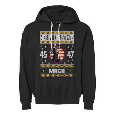 Trump Fight Maga Ugly Christmas Garment-Dyed Fleece Hoodie