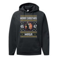 Trump Fight Maga Ugly Christmas Performance Fleece Hoodie