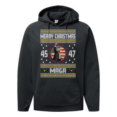 Trump Fight Maga Ugly Christmas Performance Fleece Hoodie