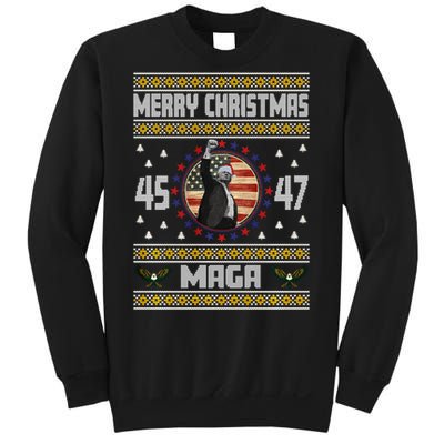 Trump Fight Maga Ugly Christmas Sweatshirt