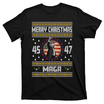 Trump Fight Maga Ugly Christmas T-Shirt