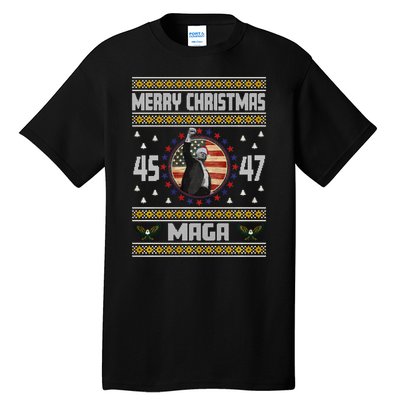 Trump Fight Maga Ugly Christmas Tall T-Shirt