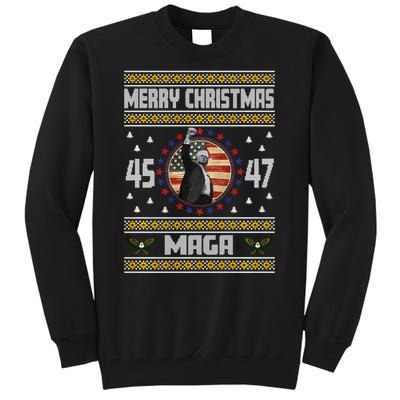 Trump Fight Maga Ugly Christmas Tall Sweatshirt