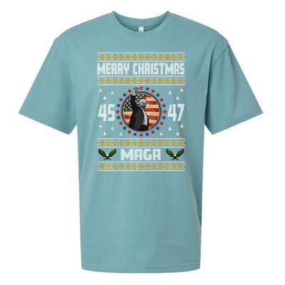 Trump Fight Maga Ugly Christmas Sueded Cloud Jersey T-Shirt