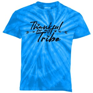 Thankful For My Tribe Thanksgiving Day Gift Kids Tie-Dye T-Shirt