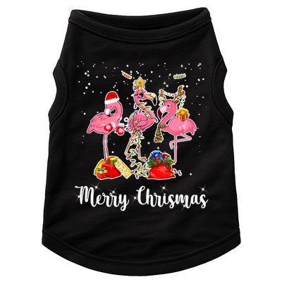 Three Flamingos Merry Christmas Doggie Tank