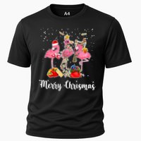 Three Flamingos Merry Christmas Cooling Performance Crew T-Shirt