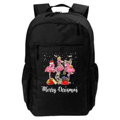 Three Flamingos Merry Christmas Backpack