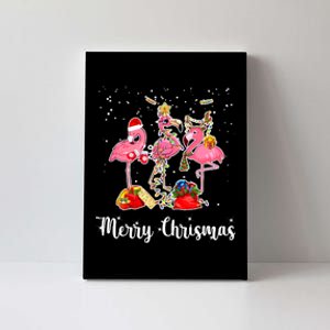 Three Flamingos Merry Christmas Canvas