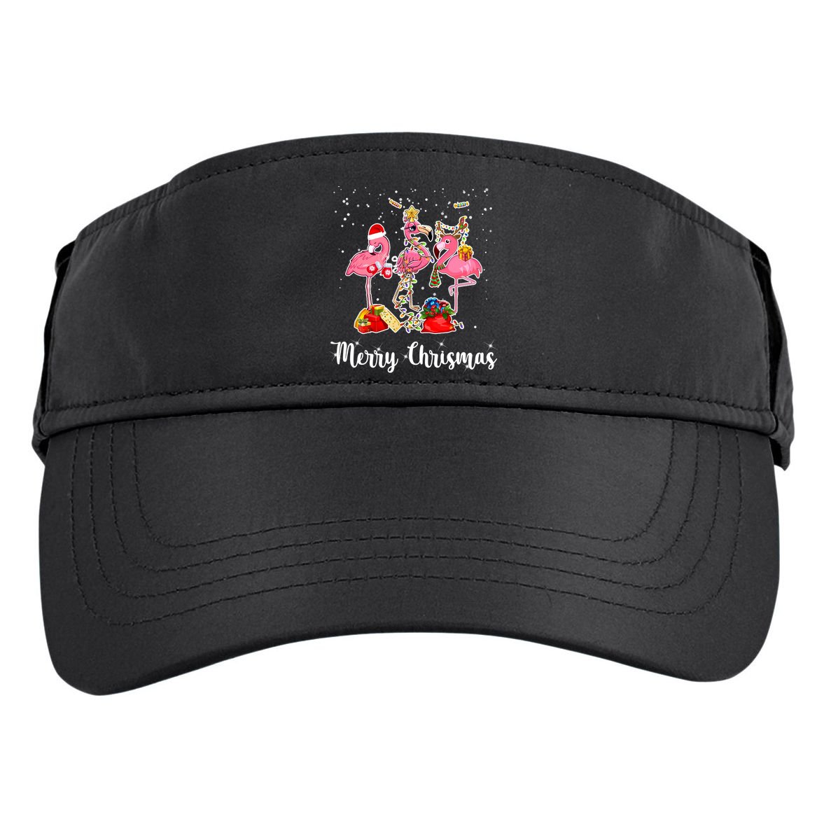 Three Flamingos Merry Christmas Adult Drive Performance Visor