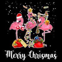 Three Flamingos Merry Christmas 16 in Basic Backpack