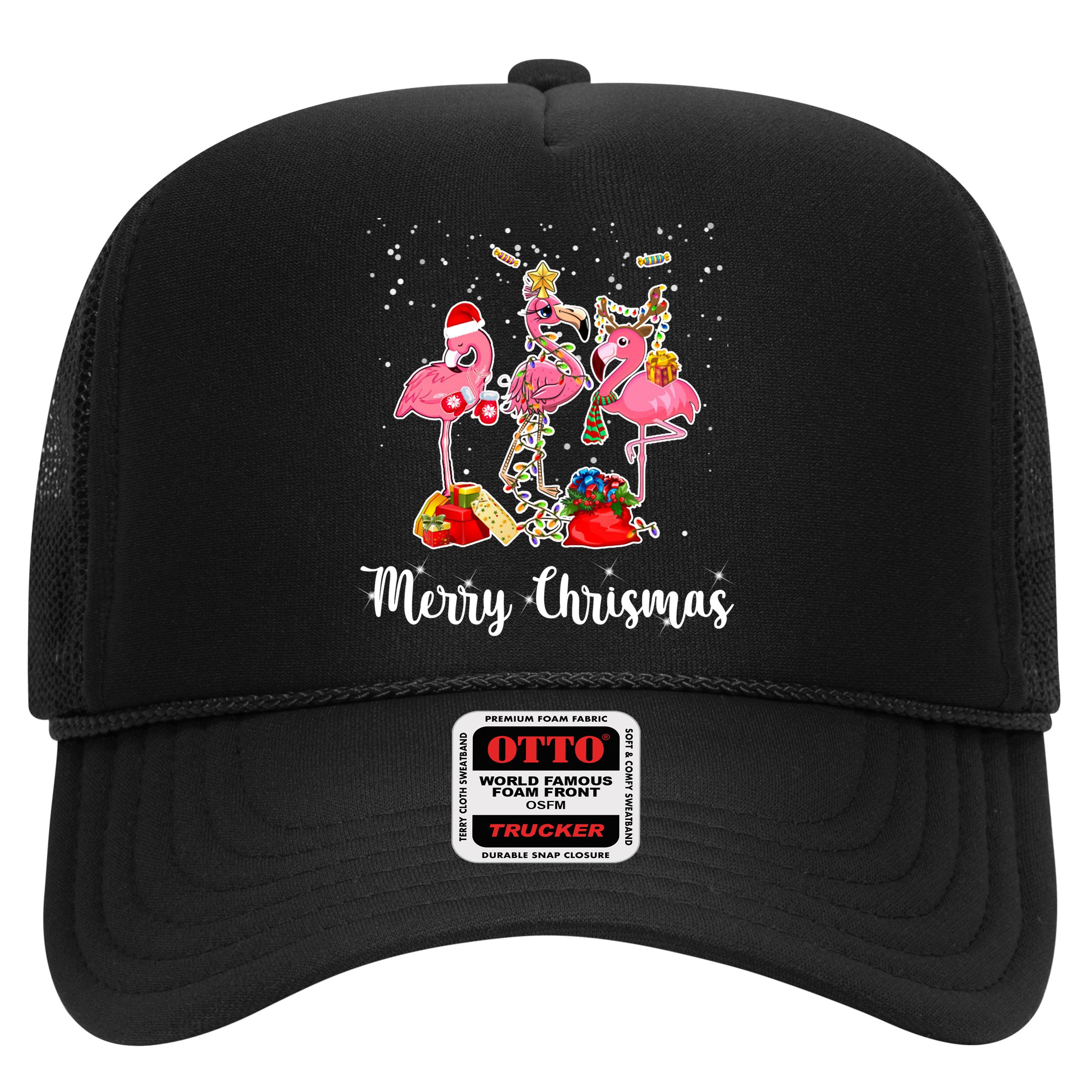Three Flamingos Merry Christmas Hat