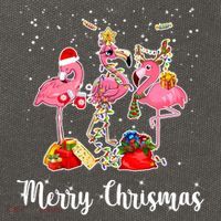 Three Flamingos Merry Christmas Cotton Canvas Backpack