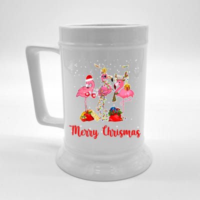 Three Flamingos Merry Christmas Beer Stein