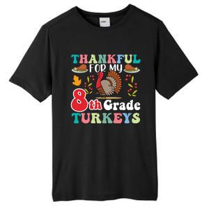 Thankful For My 8th Grade Turkeys Funny Turkey Teacher Cute Kawaii Turkey Tall Fusion ChromaSoft Performance T-Shirt