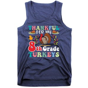 Thankful For My 8th Grade Turkeys Funny Turkey Teacher Cute Kawaii Turkey Tank Top