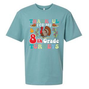 Thankful For My 8th Grade Turkeys Funny Turkey Teacher Cute Kawaii Turkey Sueded Cloud Jersey T-Shirt