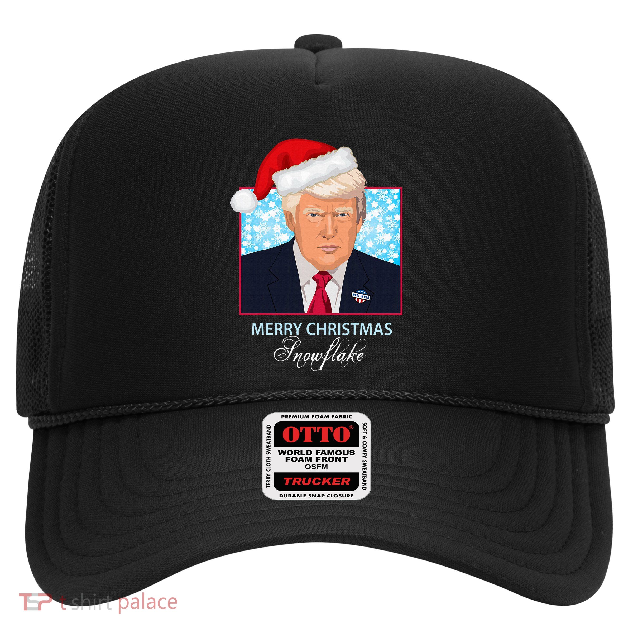 Trump Funny Merry Christmas Snowflake Trucker Hat