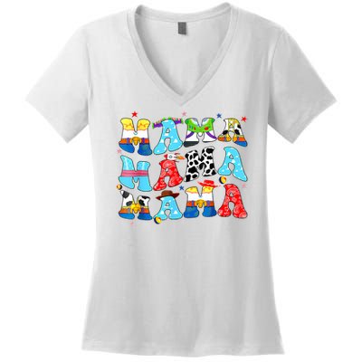 Toy Funny Mama Boy Mother'S Day Mom Women's V-Neck T-Shirt