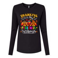 Thankful For My Preschool Turkeys Thanksgiving Teacher Womens Cotton Relaxed Long Sleeve T-Shirt