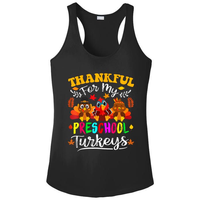 Thankful For My Preschool Turkeys Thanksgiving Teacher Ladies PosiCharge Competitor Racerback Tank