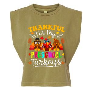 Thankful For My Preschool Turkeys Thanksgiving Teacher Garment-Dyed Women's Muscle Tee