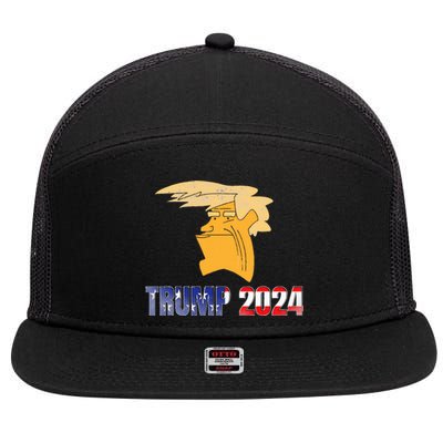 Trump Face Meme Trump 2024 Trump Merchandise. 7 Panel Mesh Trucker Snapback Hat