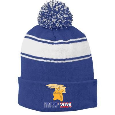 Trump Face Meme Trump 2024 Trump Merchandise. Stripe Pom Pom Beanie