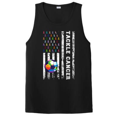 Tackle Football Multicolor Ribbons All Cancer Awareness PosiCharge Competitor Tank