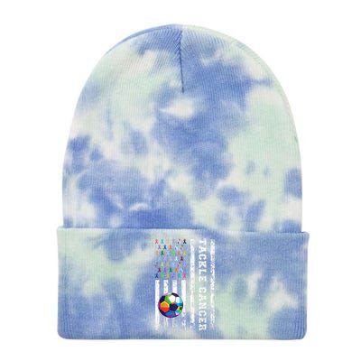 Tackle Football Multicolor Ribbons All Cancer Awareness Tie Dye 12in Knit Beanie