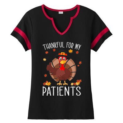 Thankful For My Patients Thanksgiving Costume Gift Ladies Halftime Notch Neck Tee