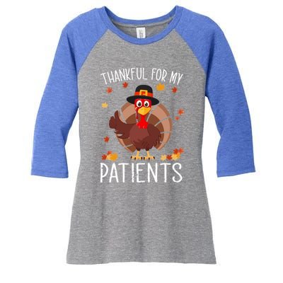 Thankful For My Patients Thanksgiving Costume Gift Women's Tri-Blend 3/4-Sleeve Raglan Shirt